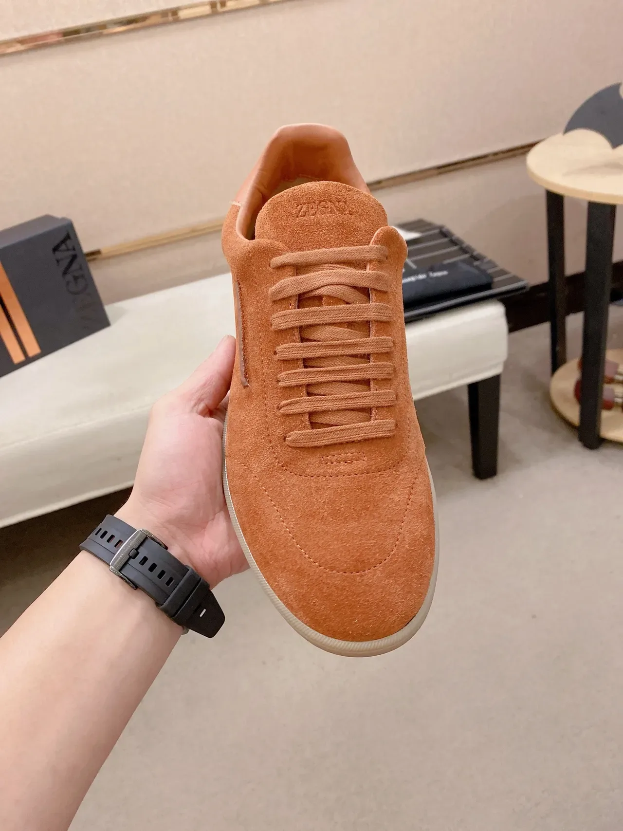 Orange Suede Low-Top Lace-Up Lifestyle Sneaker 6