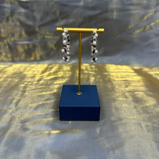 Ornate Clustered Pearl and Gemstone Dangle Earrings
