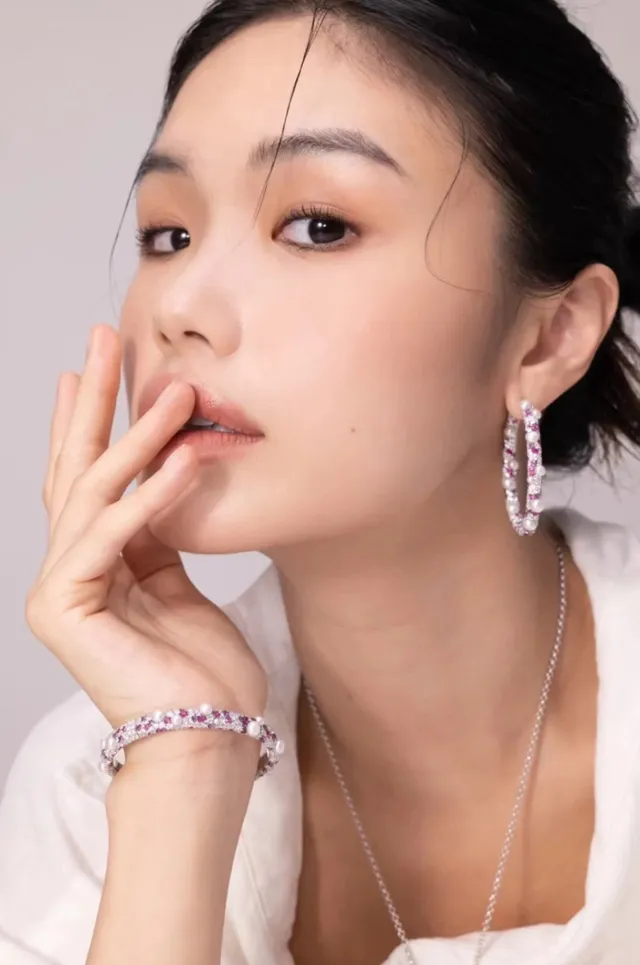 Ornate Clustered Pearl and Gemstone Dangle Earrings 4