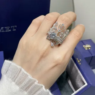 Ornate Crown Filigree Pavé Stone Ring