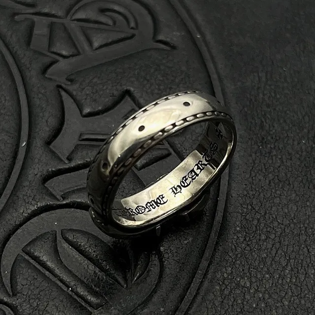 Oxidized Silver Ornate Emblem Ring 4