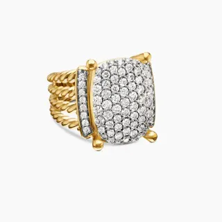 Pavé Diamond Cushion Face Twisted Rope Band Ring