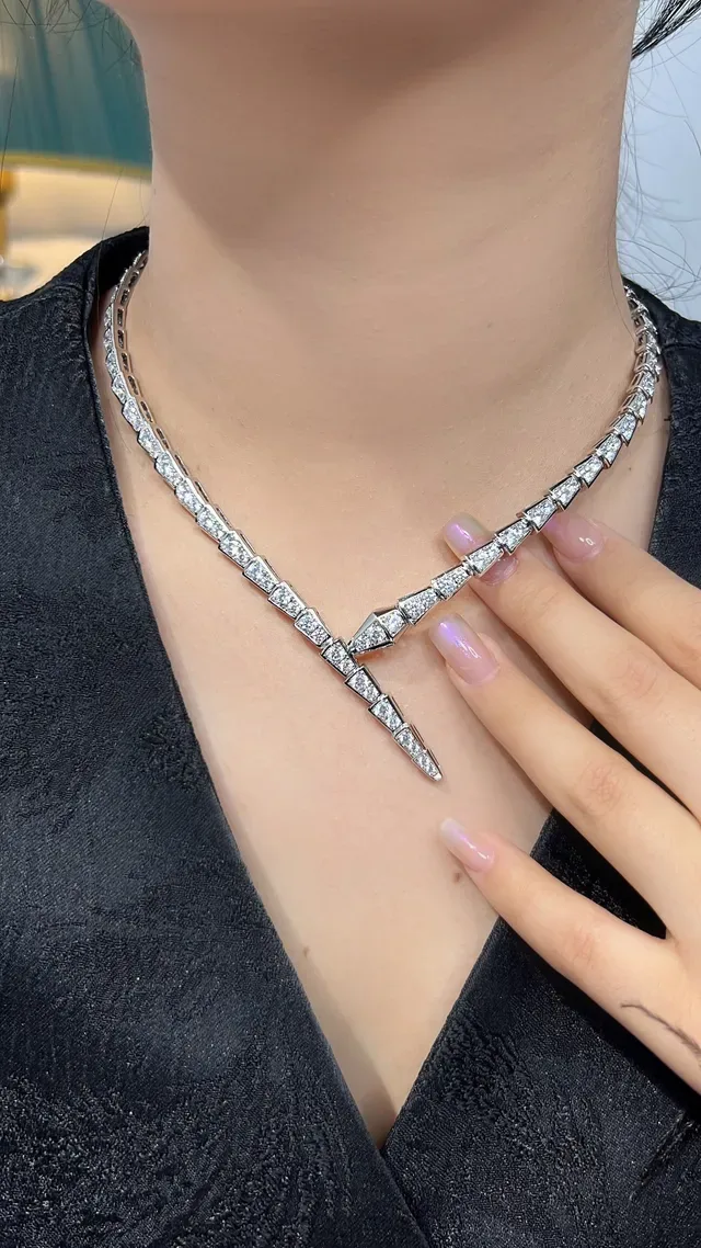 Pavé-Set Geometric V-Shape Diamond Necklace 3