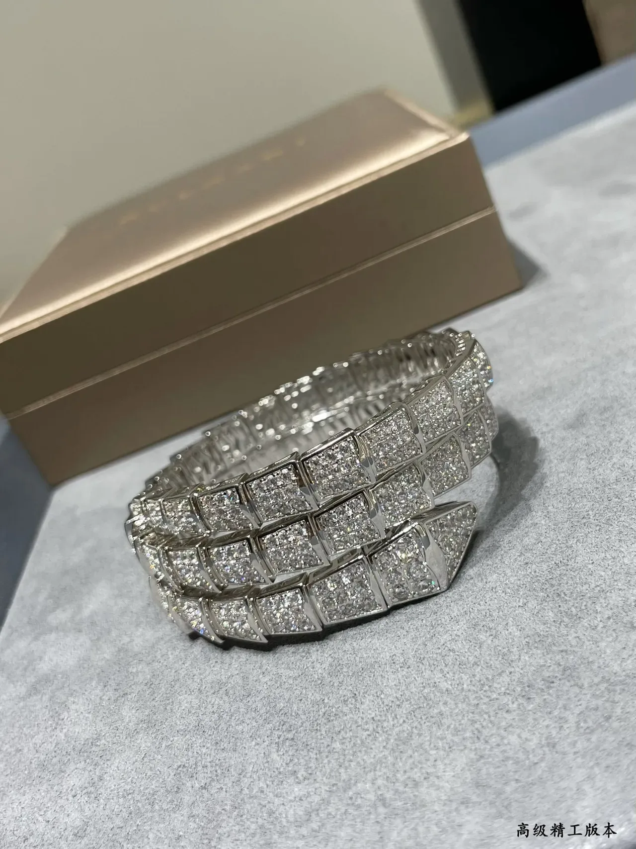 Pave-Set Multi-Row Geometric Bangle Bracelet 3