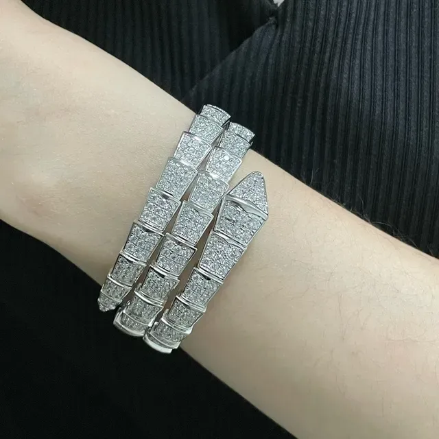 Pave-Set Multi-Row Geometric Bangle Bracelet 9