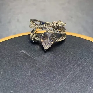 Pear-Cut Pavé Knot Motif Ring