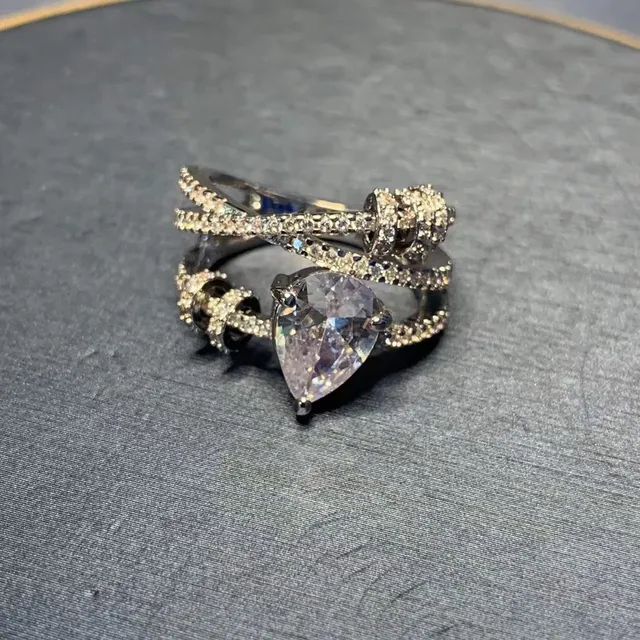 Pear-Cut Pavé Knot Motif Ring 2