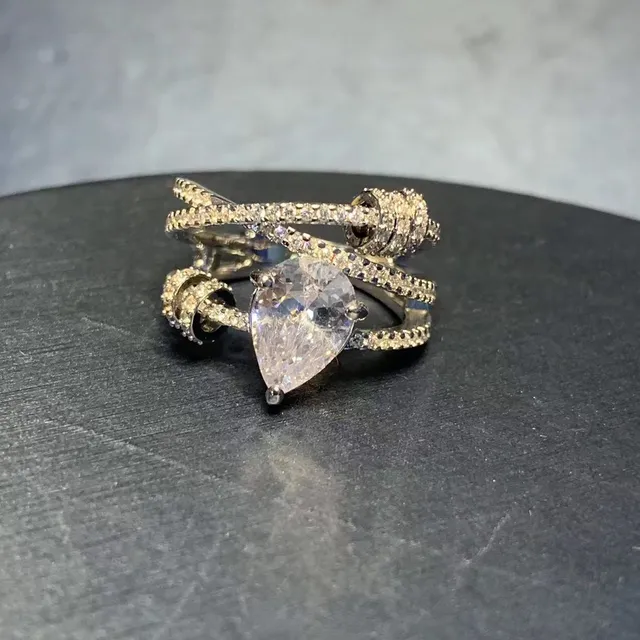 Pear-Cut Pavé Knot Motif Ring 6