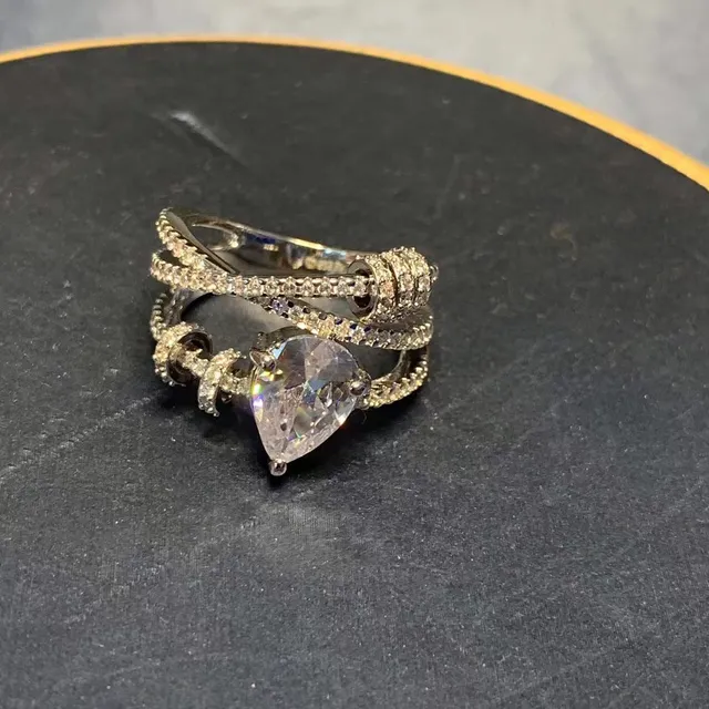 Pear-Cut Pavé Knot Motif Ring 8