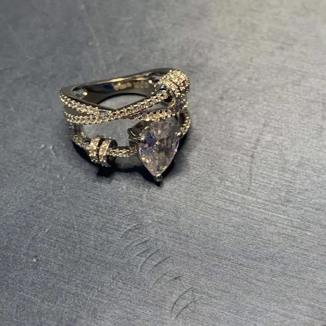 Pear-Cut Pavé Knot Motif Ring 9