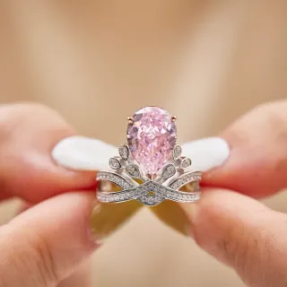 Pear-Cut Pink Gemstone Pavé Diamond Tiara-Style Ring