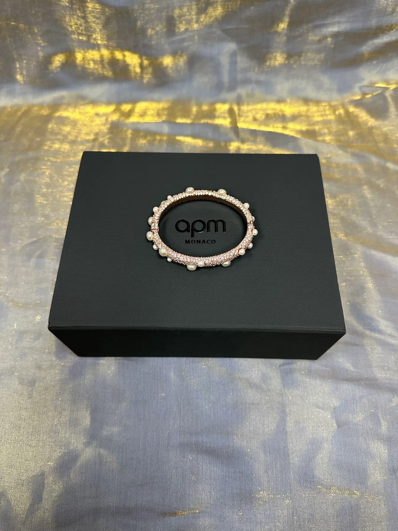 Pearl and Crystal Embellished Rose-Gold Cuff Bracelet 5