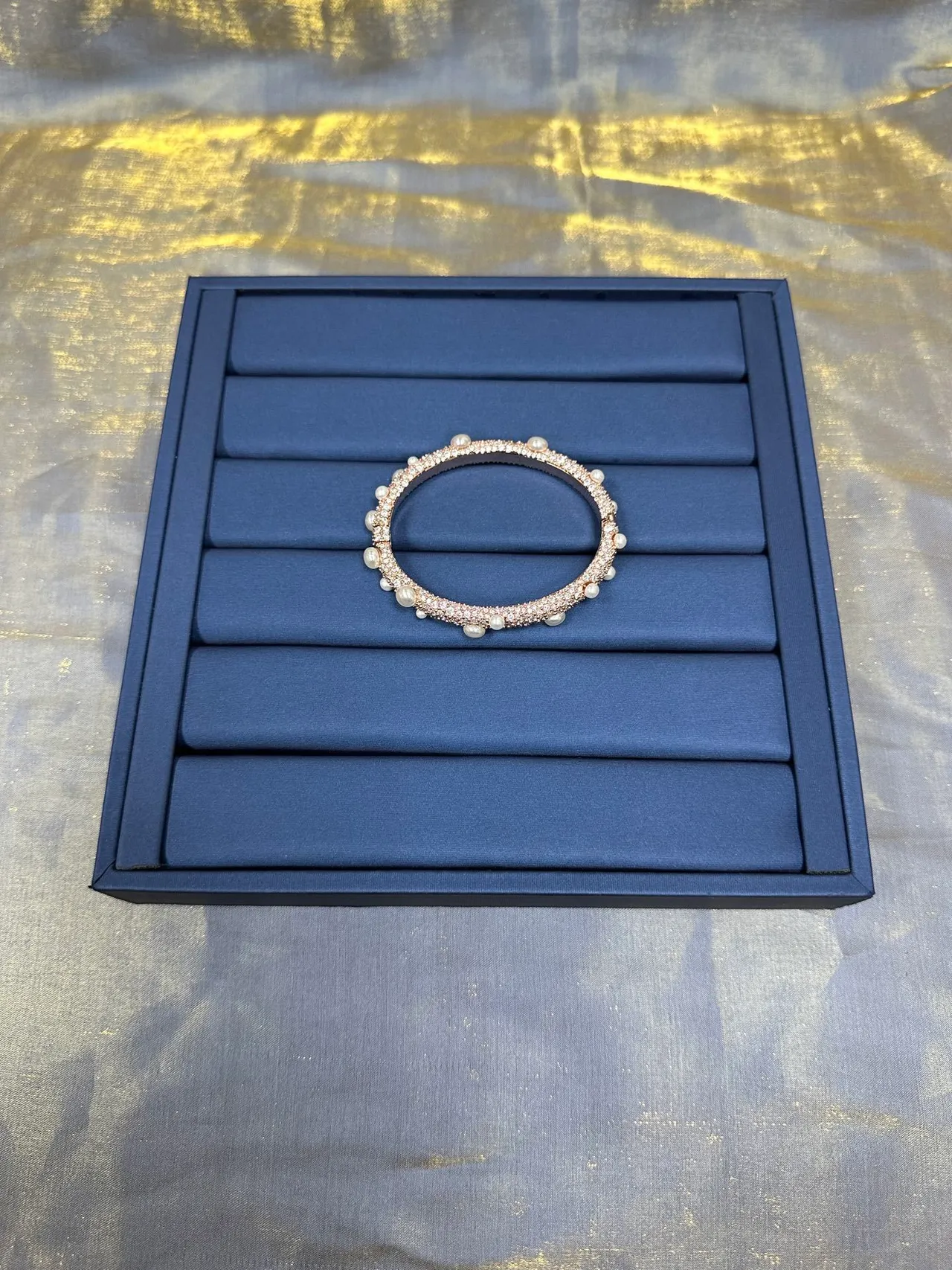 Pearl and Crystal Embellished Rose-Gold Cuff Bracelet 8