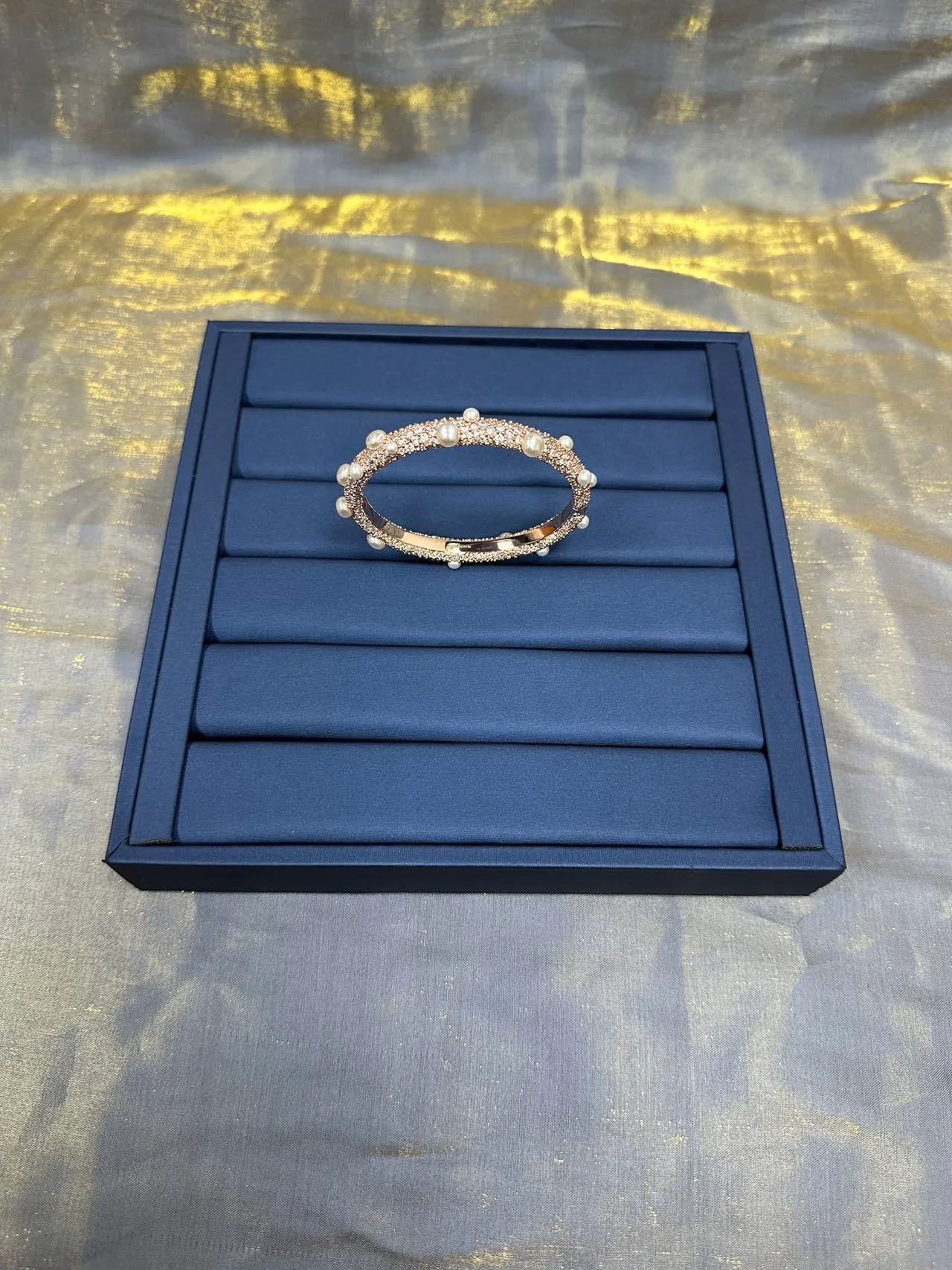 Pearl and Crystal Embellished Rose-Gold Cuff Bracelet 9