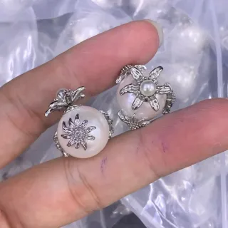 Pearl and Silver Floral Filigree Rings