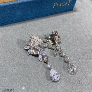 Piaget Rose Floral Teardrop Drop Earrings