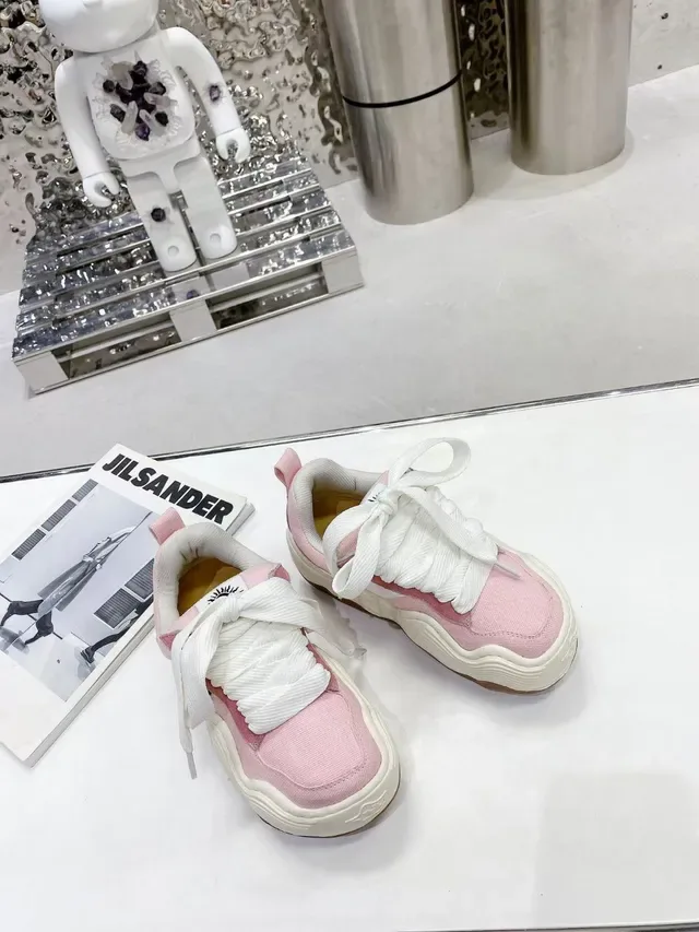 Pink and White Chunky Platform Sneaker 7