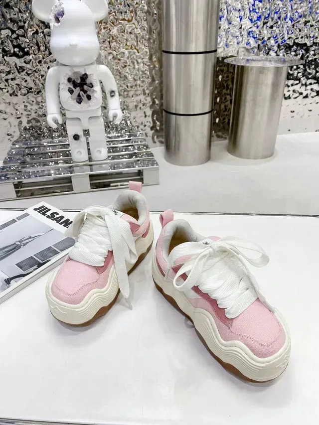 Pink and White Chunky Platform Sneaker 8