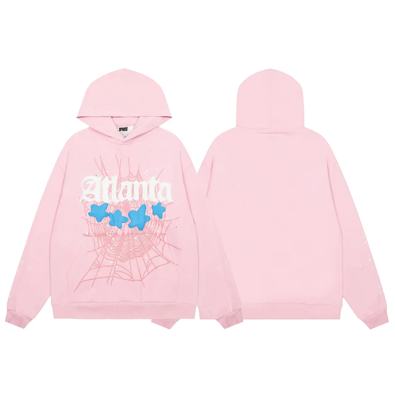 Pink Blue Graphic-Print Oversized Hoodie Tracksuit 6