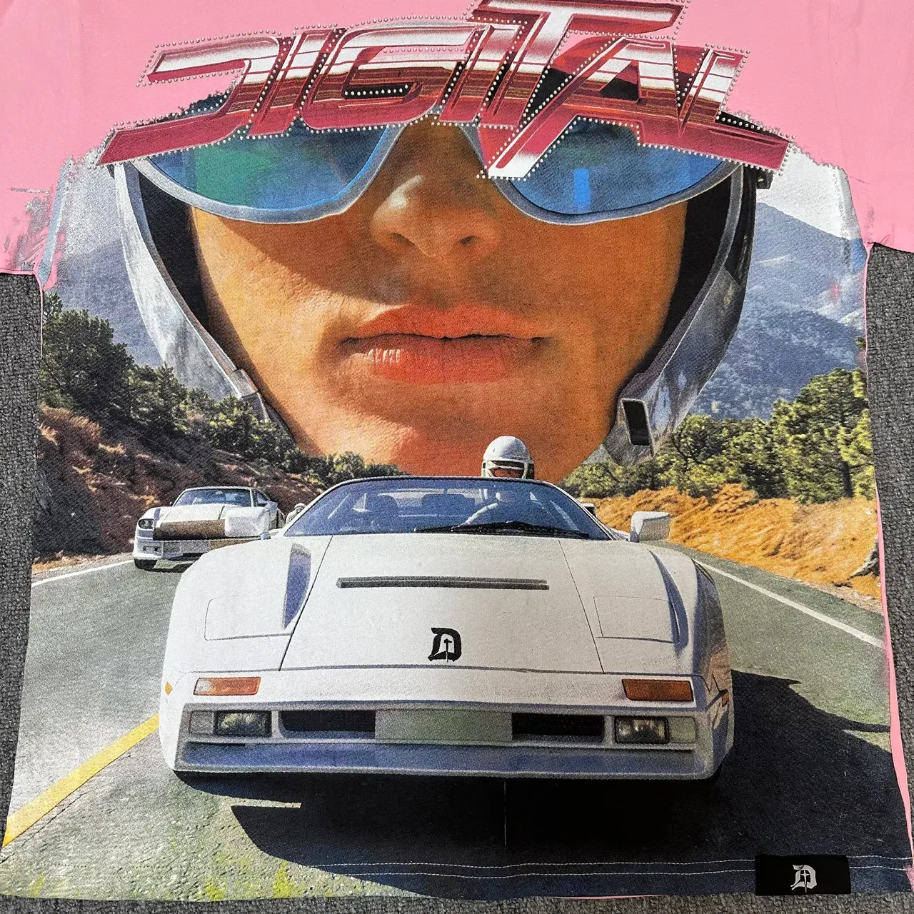 Pink Graphic-Print Racer-Inspired T-Shirt 4