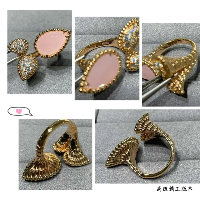 Pink Teardrop and Pavé Stone Rose Gold Tone Stackable Rings 5
