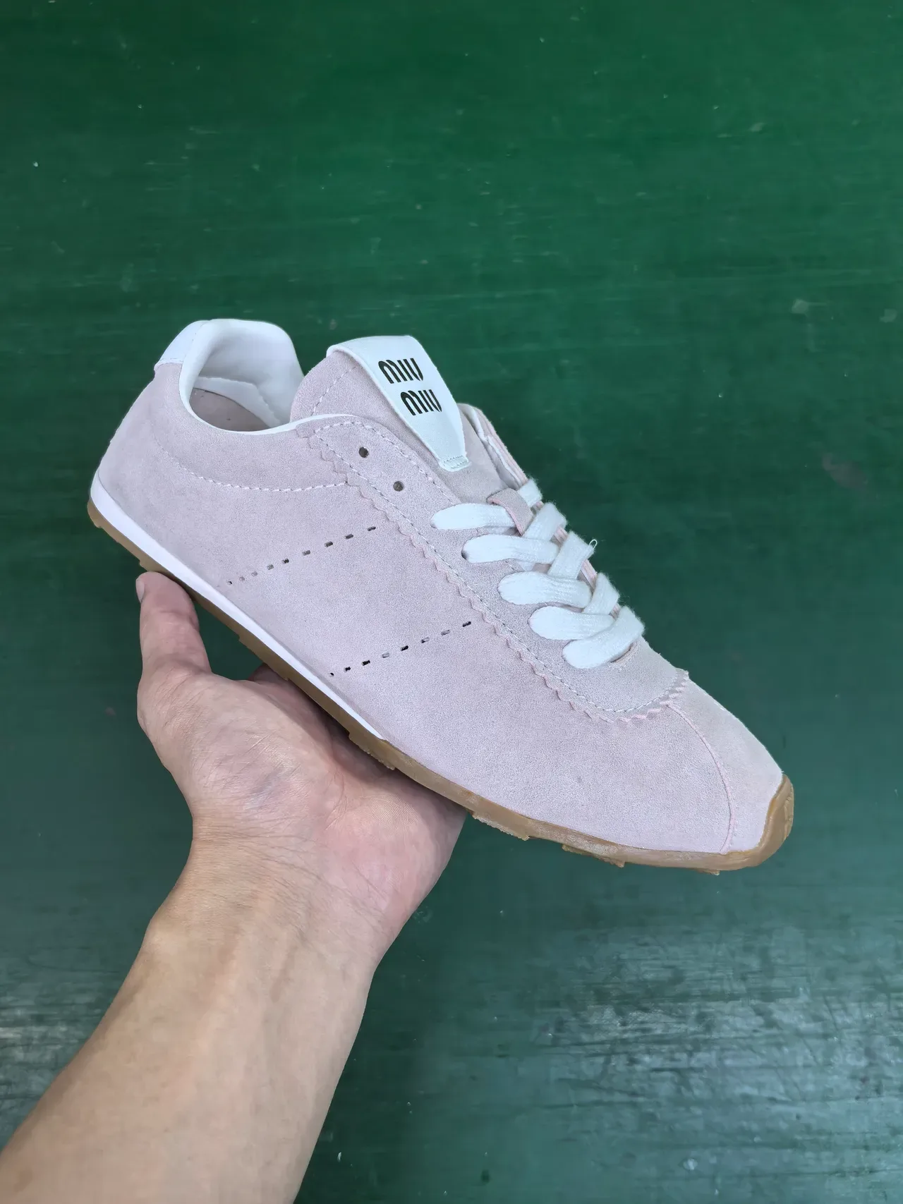 Pink White Suede Upper Gum Rubber Sole Lifestyle Sneakers 2