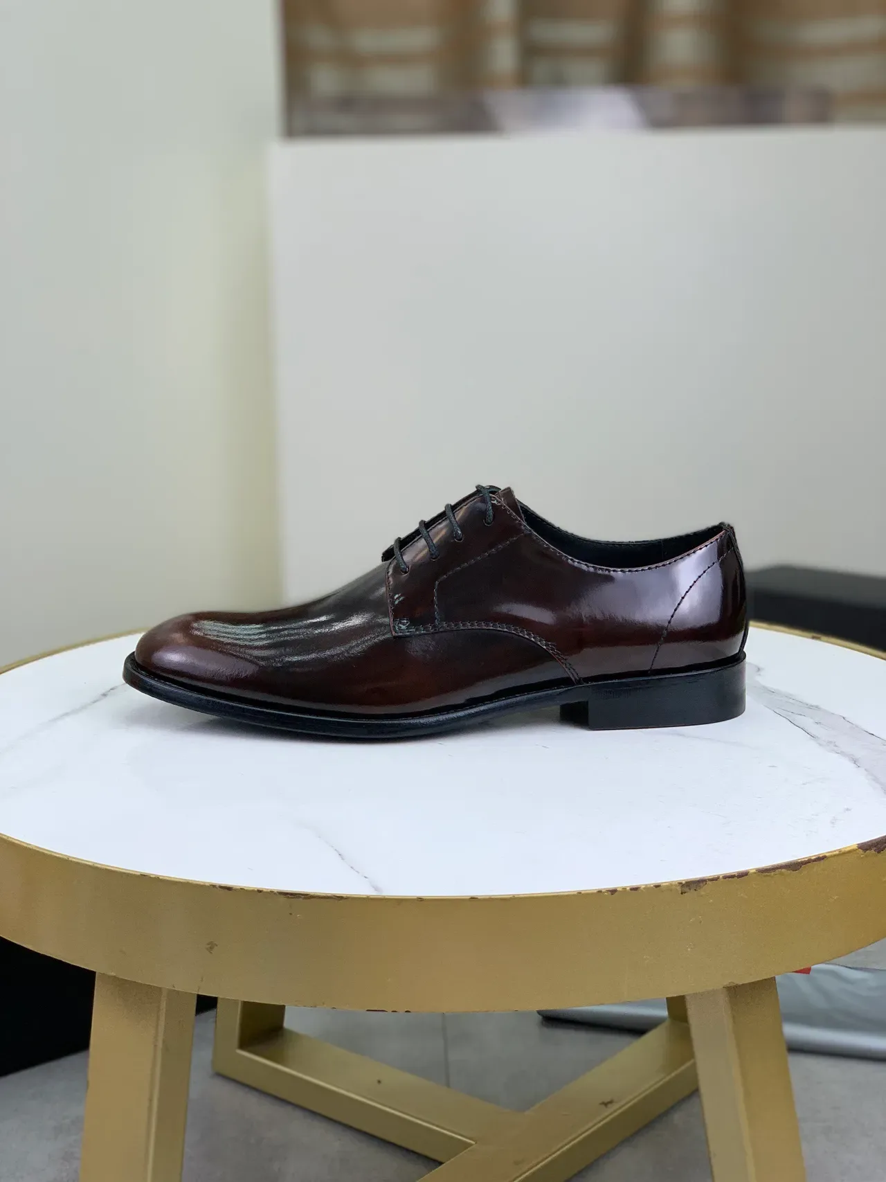 Polished Brown Cap Toe Oxford Shoes 6