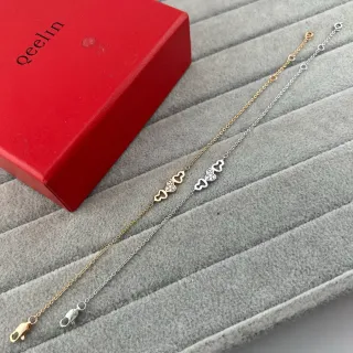 qeelin ذهبي فضي أنيق سلاسل مرتبطة قلب مفتوح تعويذات سوار