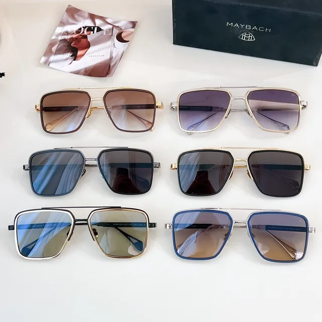 Rectangular Metal Frame Mirrored Blue Lens Sunglasses 3