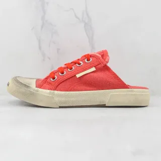 Red Beige Lace-Up Slip-On Upper Canvas Shoes