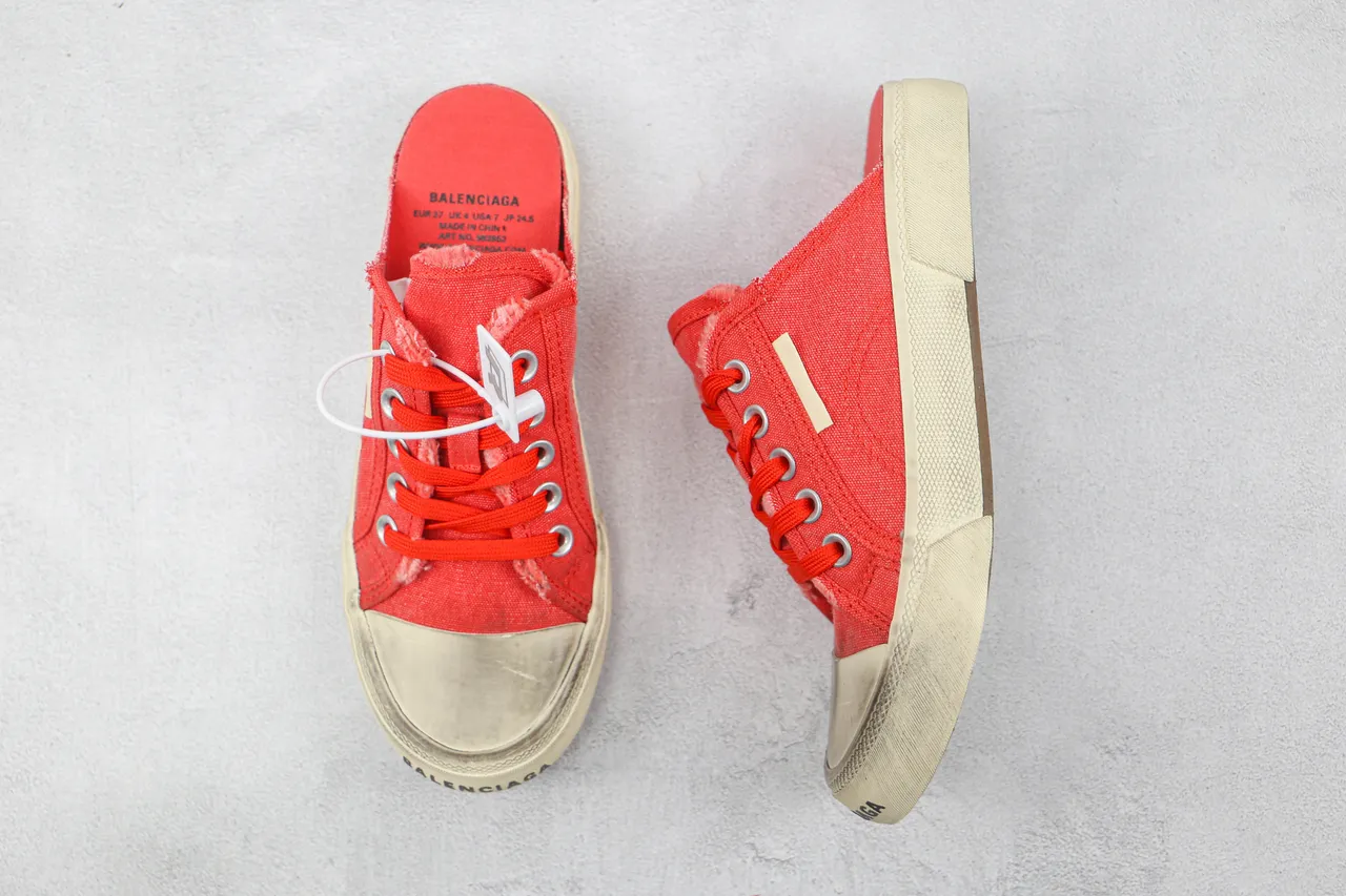 Red Beige Lace-Up Slip-On Upper Canvas Shoes 3