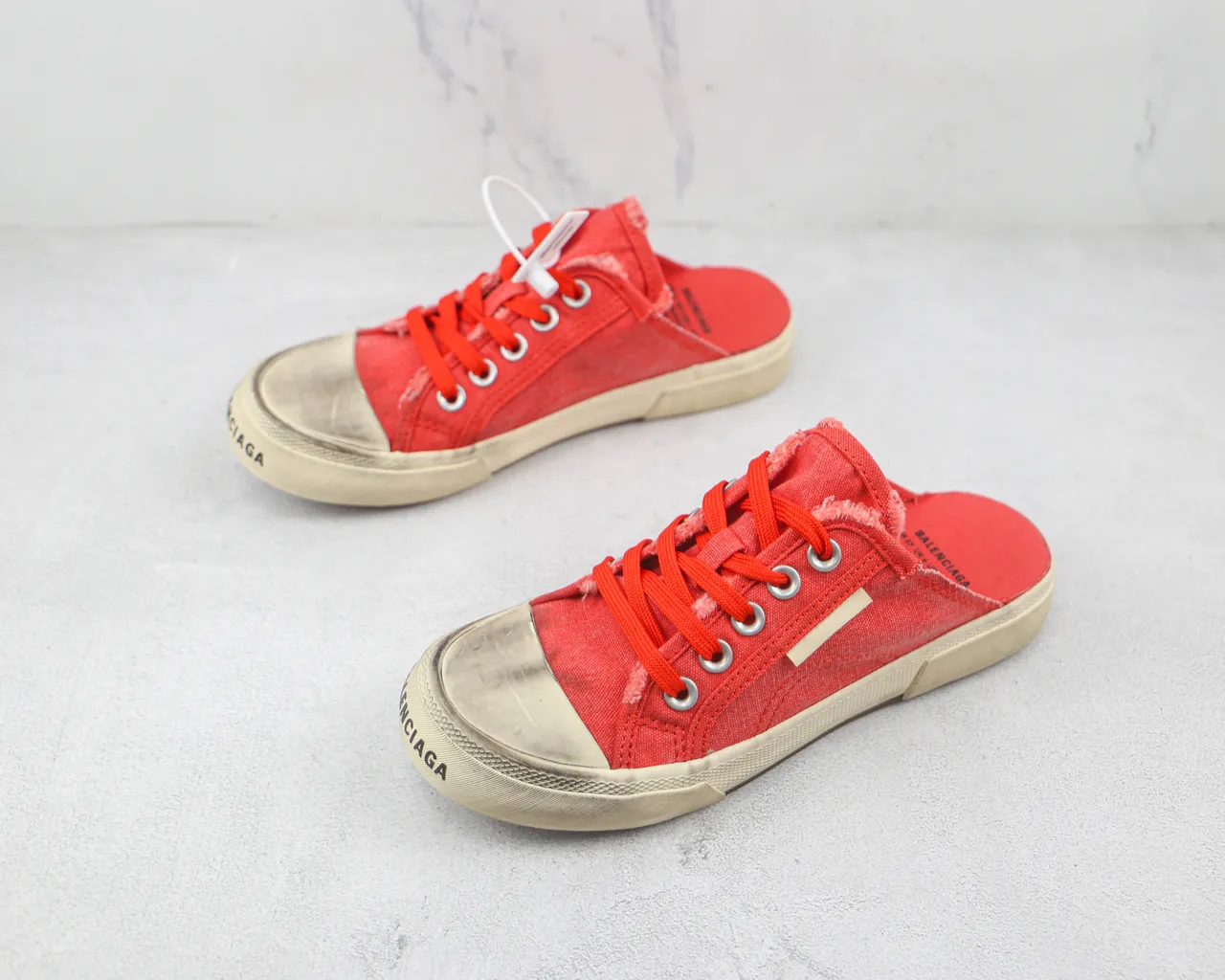 Red Beige Lace-Up Slip-On Upper Canvas Shoes 4