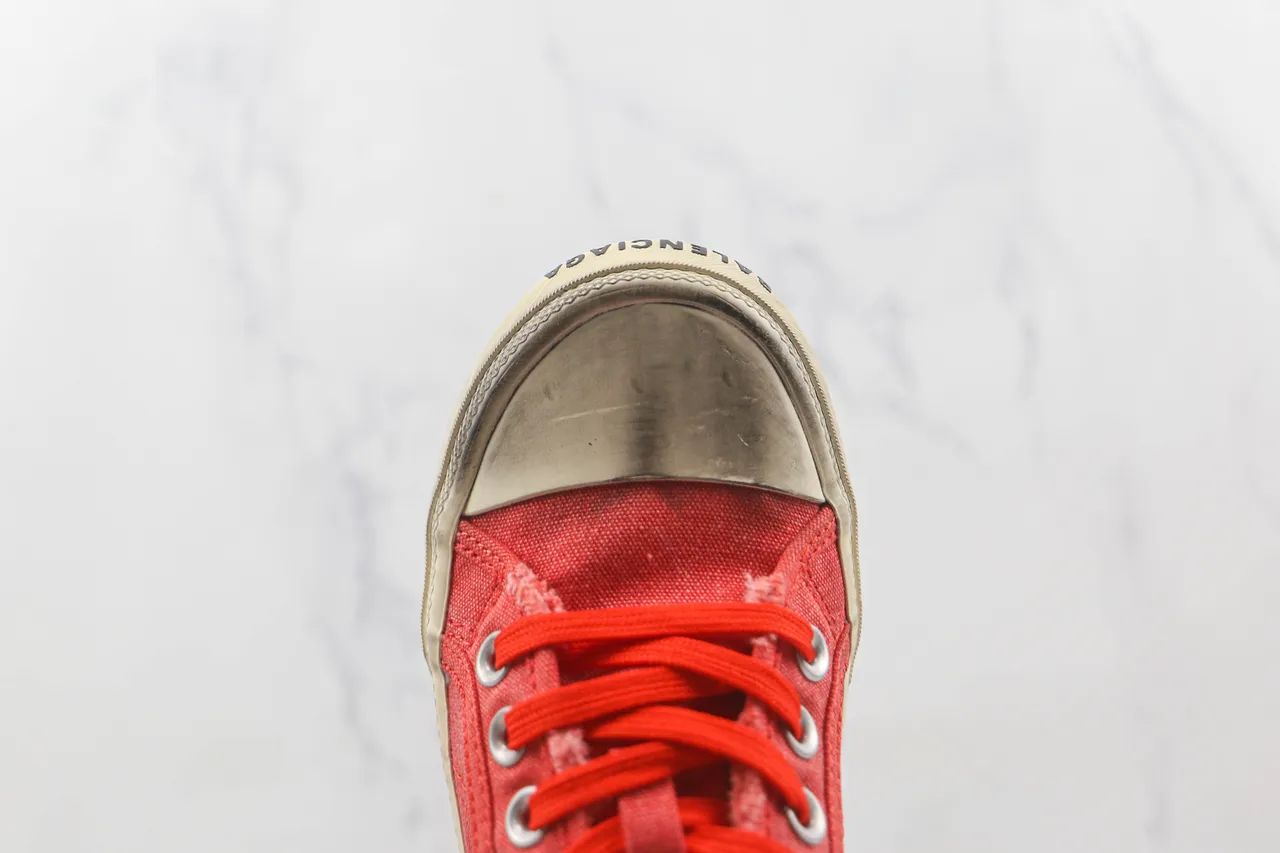 Red Beige Lace-Up Slip-On Upper Canvas Shoes 6