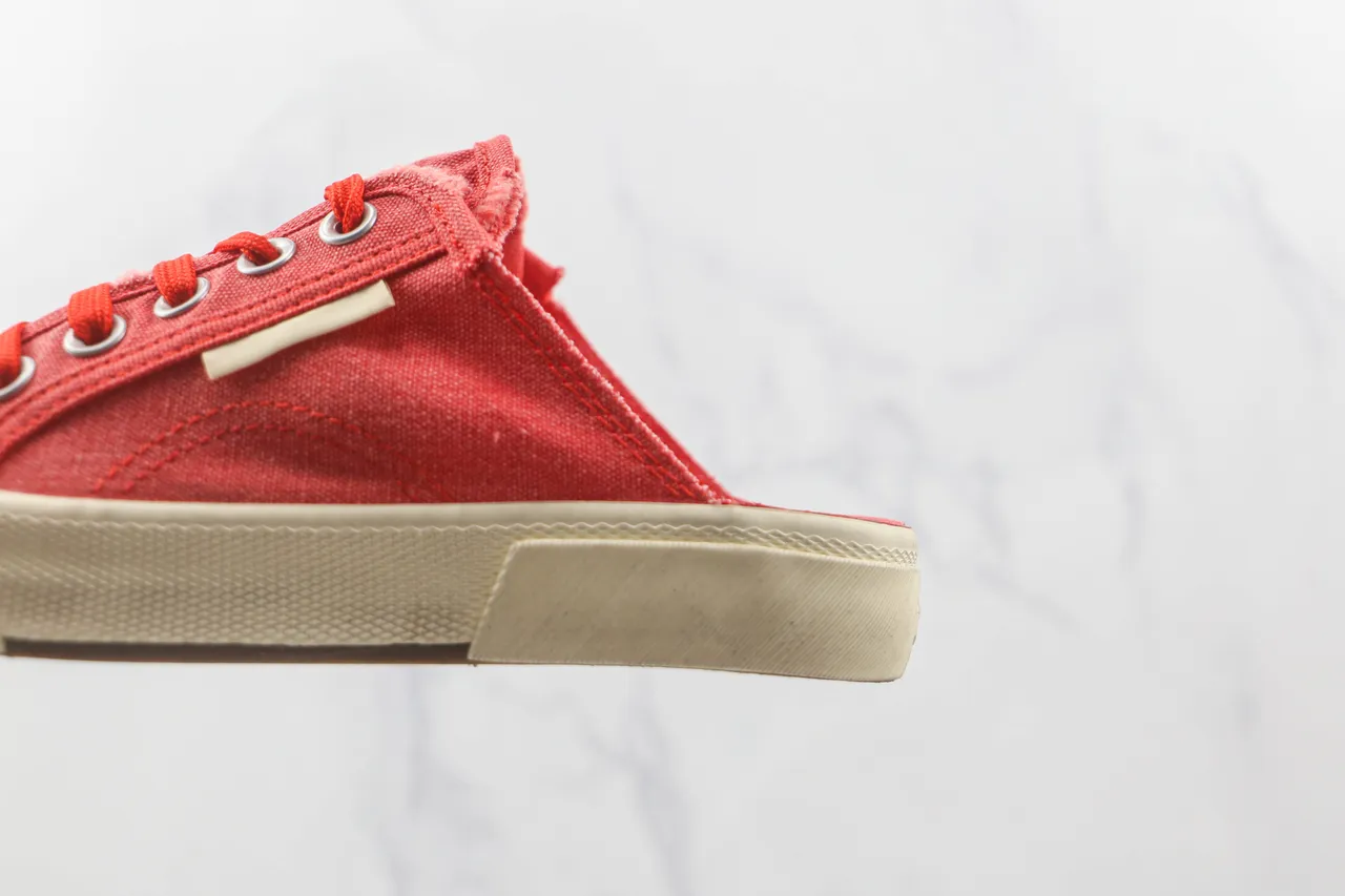 Red Beige Lace-Up Slip-On Upper Canvas Shoes 7