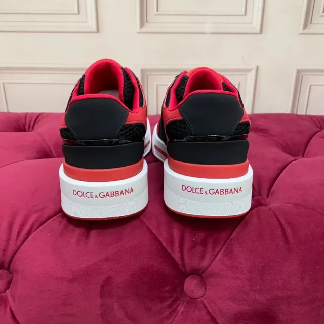 Red Black White Color-Blocked Mesh and Synthetic Overlay Lifestyle Sneaker 3