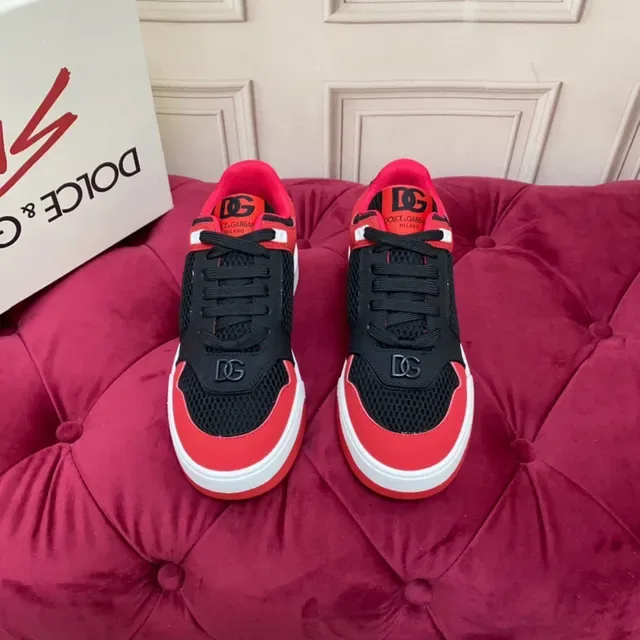 Red Black White Color-Blocked Mesh and Synthetic Overlay Lifestyle Sneaker 7