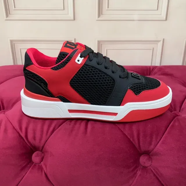 Red Black White Color-Blocked Mesh and Synthetic Overlay Lifestyle Sneaker 8