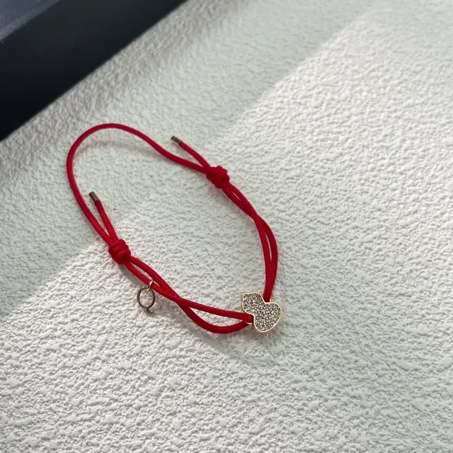 Red Braided Cord Pavé Crystal Charm Bracelet 2