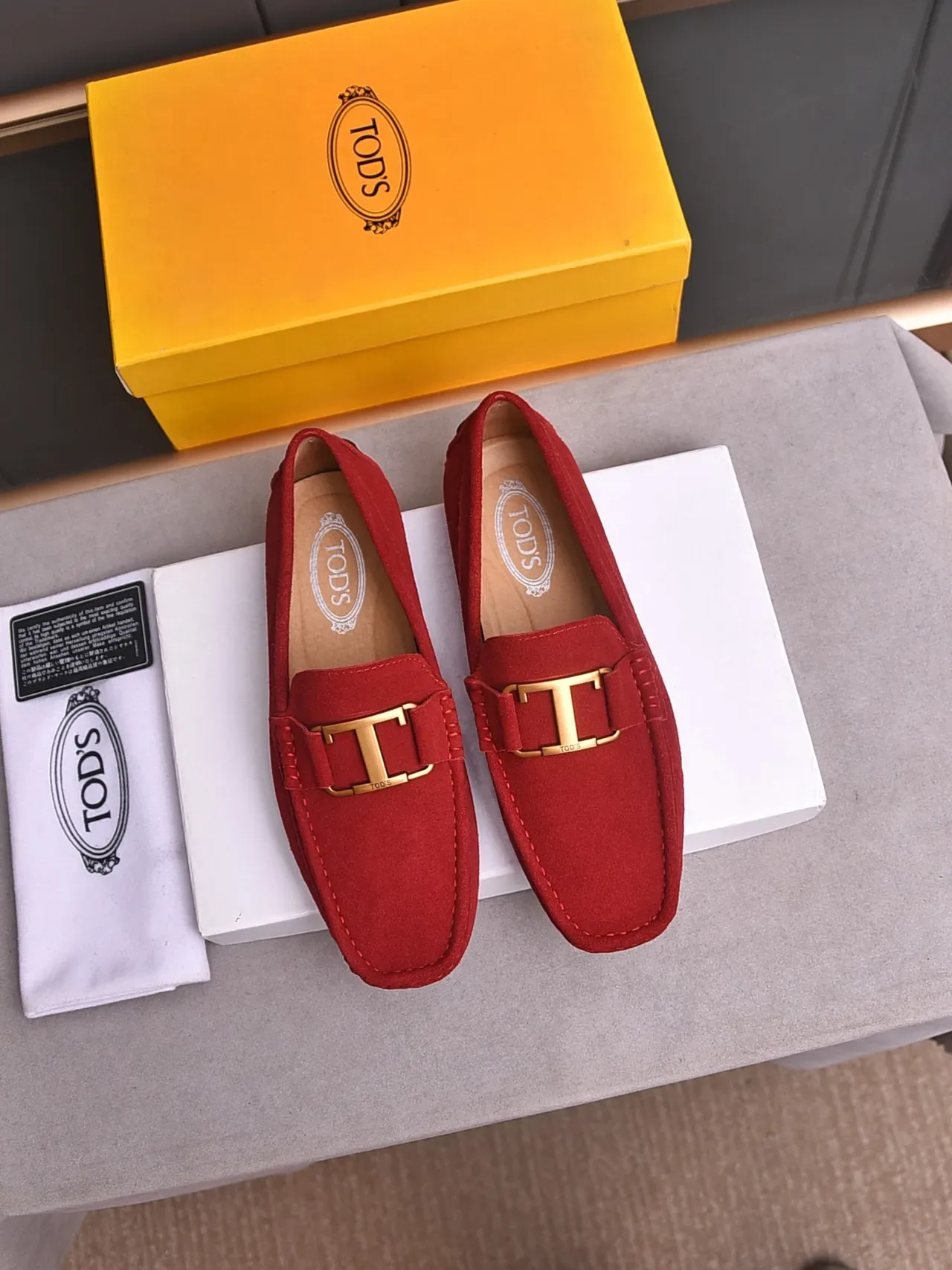Red Gold Suede Upper Metal Bit Hardware Loafer 2