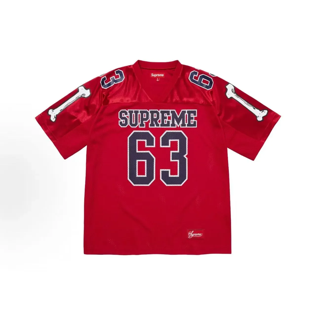 Red Navy Mesh Construction Numbered Back Jersey 2