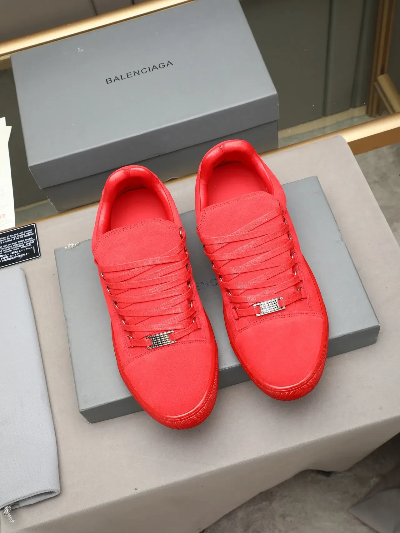 Red Suede Low-Top Lace-Up Sneaker 3