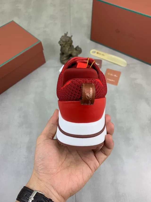Red White Knit Upper Tonal Gradient Sneakers 3