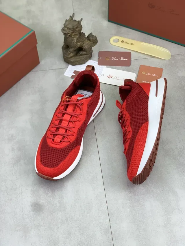 Red White Knit Upper Tonal Gradient Sneakers 6