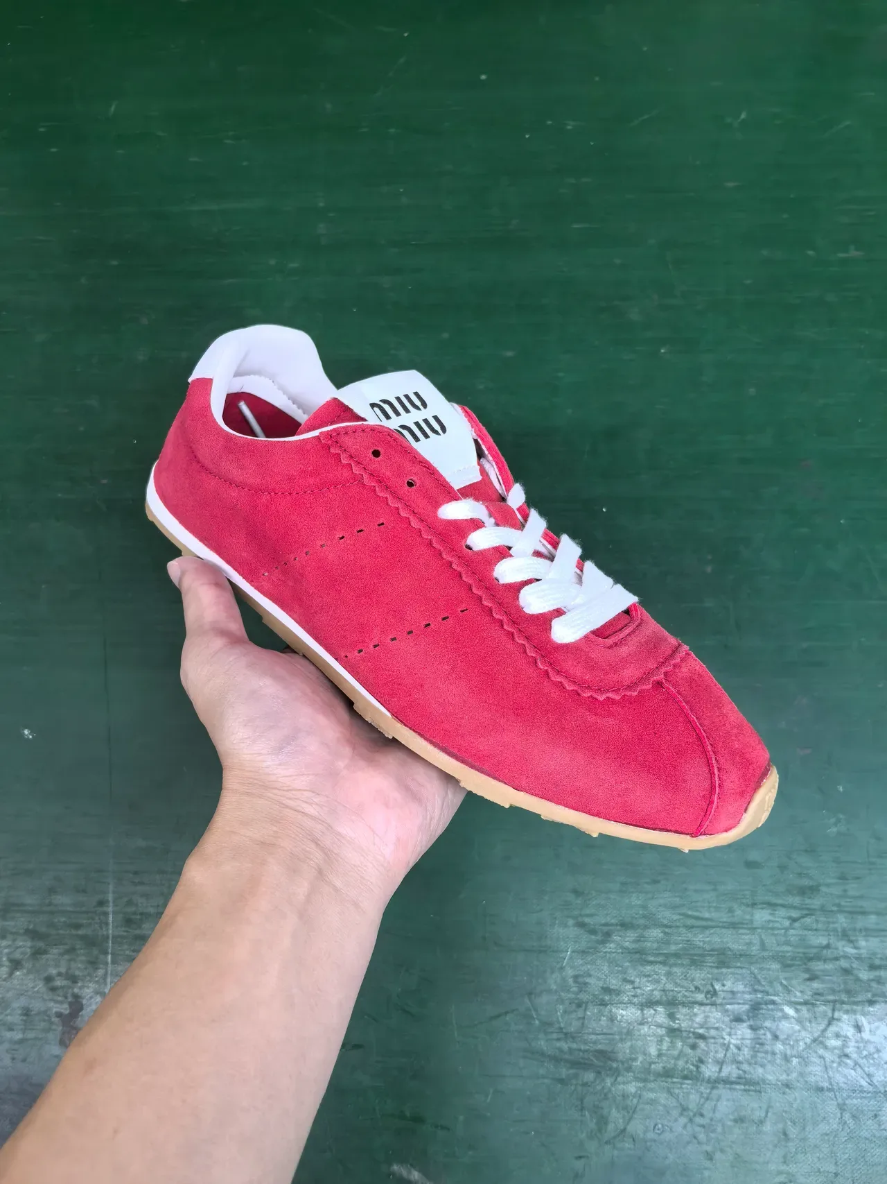 Red White Suede Upper Laces And Heel Tab Sneakers 2