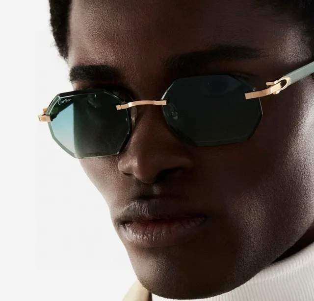 Rimless Geometric Gradient Lens Sunglasses 4