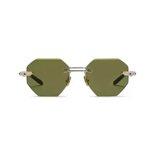 Rimless Octagonal Olive Green Sunglasses