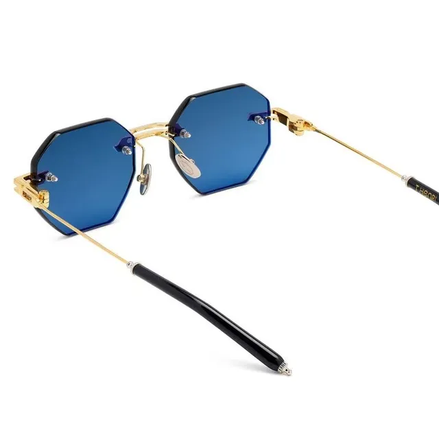 Rimless Octagonal Olive Green Sunglasses 6