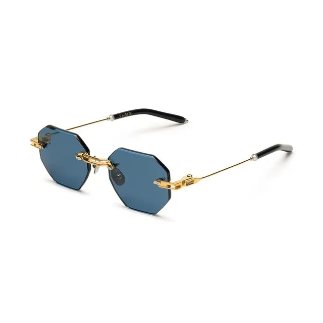 Rimless Octagonal Olive Green Sunglasses 7