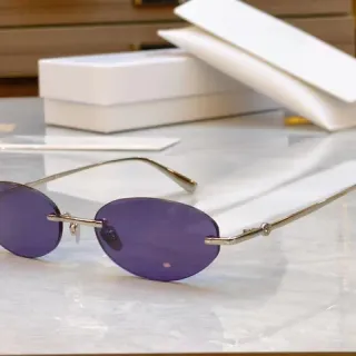 Rimless Oval Purple Lens Sunglasses
