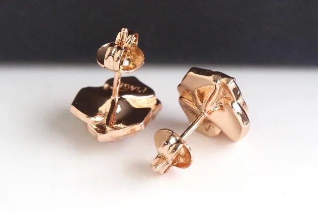 Rose Gold Floral Pavé Stud Earrings 3